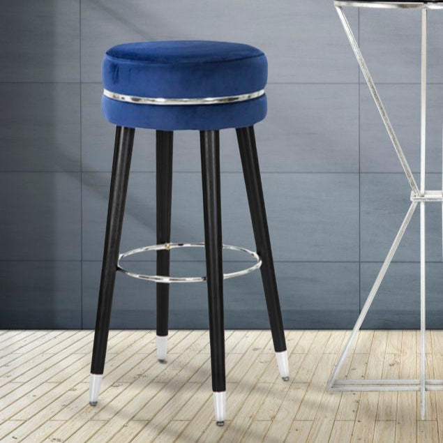 Paris velvet bar stool silver