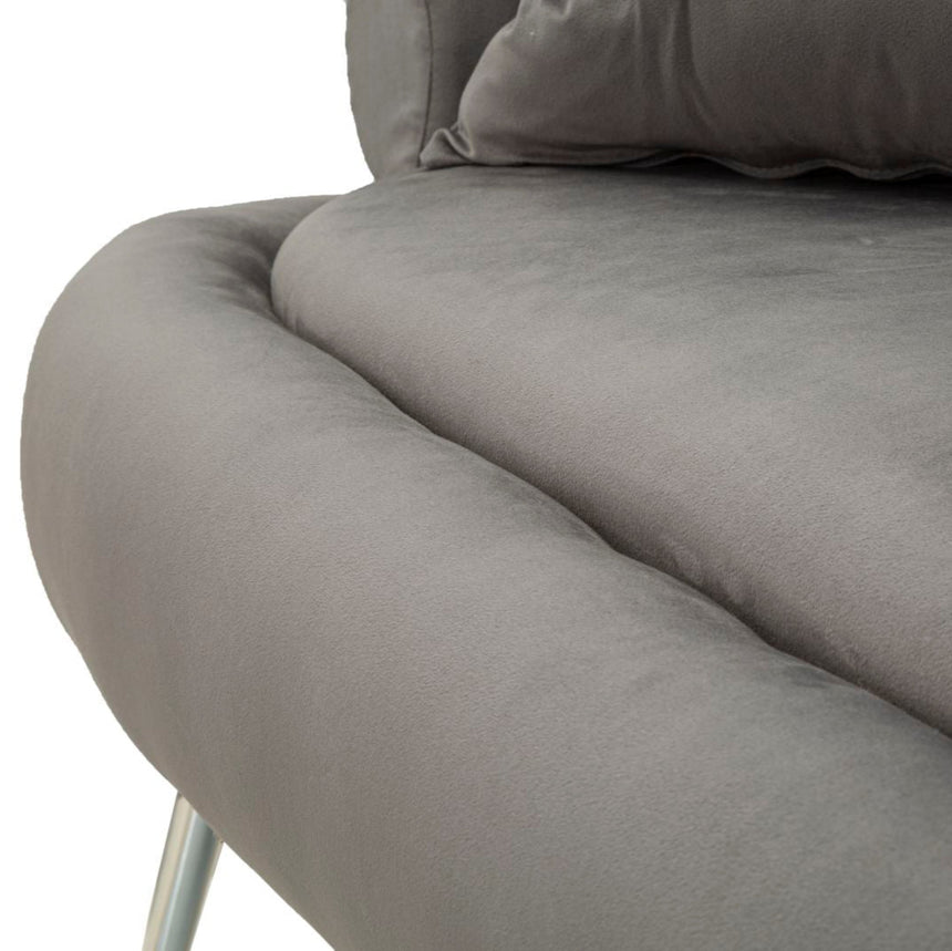 Silvery 2-seater velvet sofa
