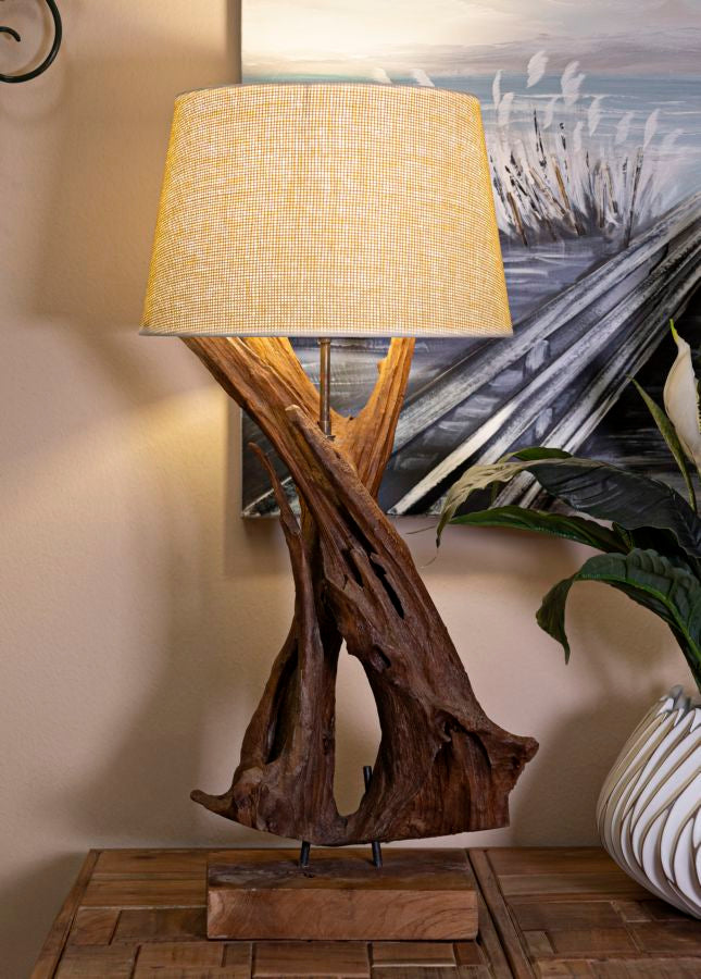 Teak Riciclato fa asztali lámpa