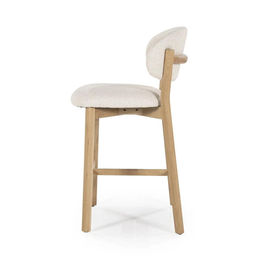 Mikky fabric bar stool with natural legs