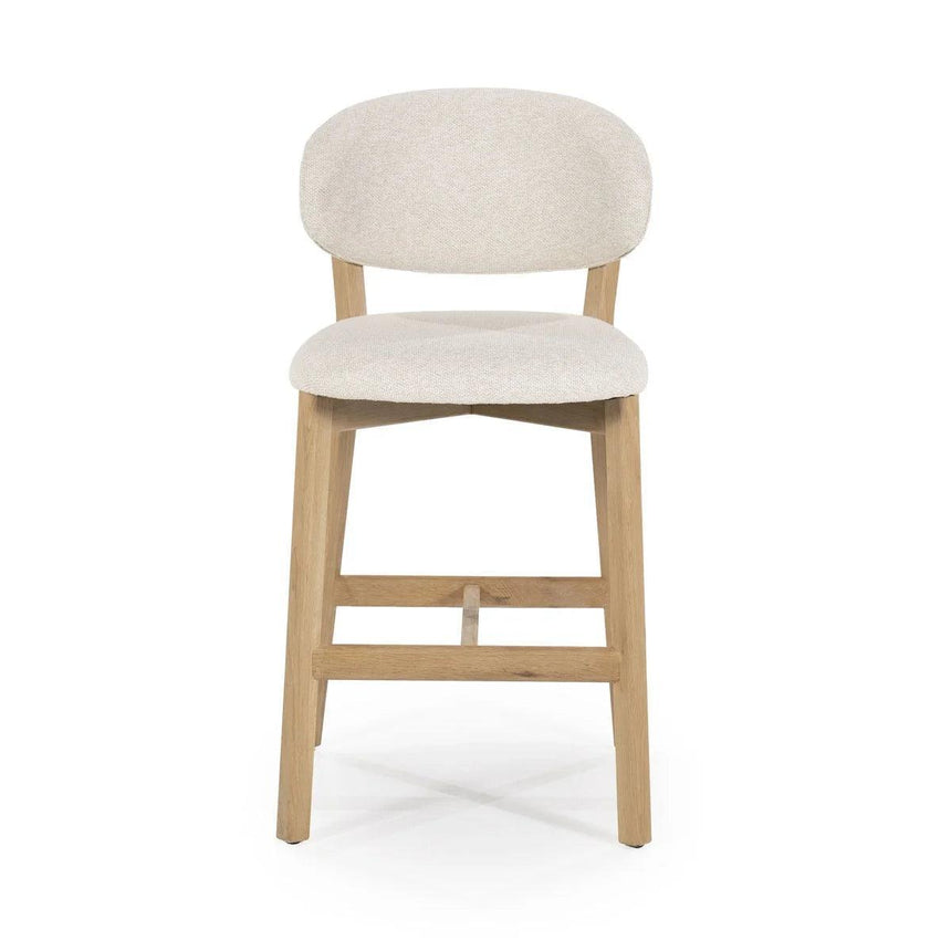 Mikky fabric bar stool with natural legs