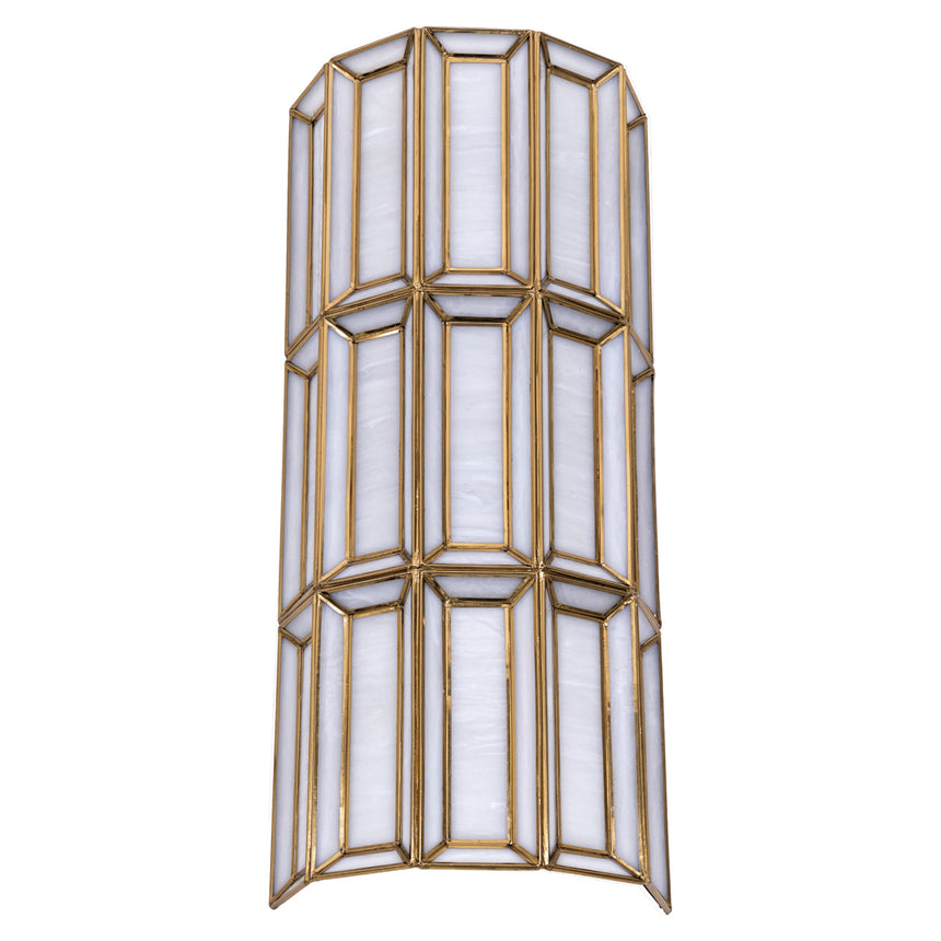 Opal fali lámpa – Antik sárgaréz és üveg, 60 cm
