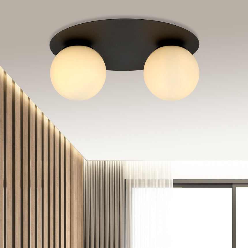 Solar 2 Opal metal ceiling lamp