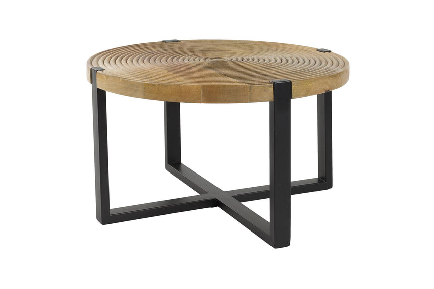 Buz dohányzóasztal – Antik barna mangófa, fekete vázzal