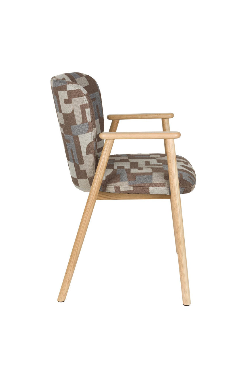 Kenna kárpitozott karfás szék – Természetes tölgyfa vázzal