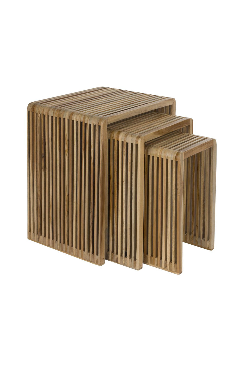 Djia oldalasztal szett (3 darabos) – Tömör teakfából