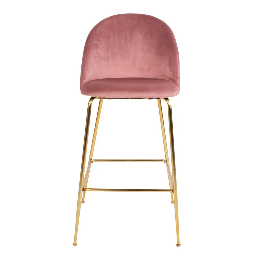 Lausanne velvet bar stool with gold-colored legs
