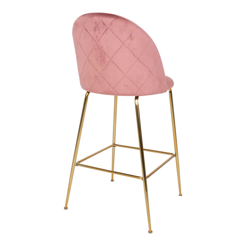 Lausanne velvet bar stool with gold-colored legs