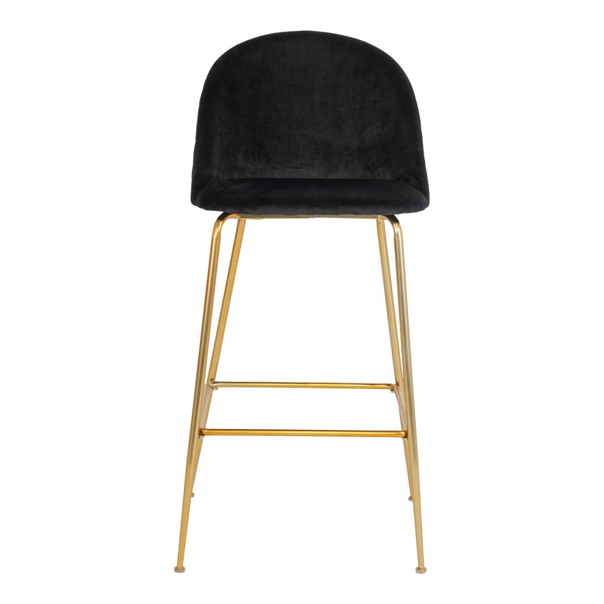 Lausanne velvet bar stool with gold-colored legs