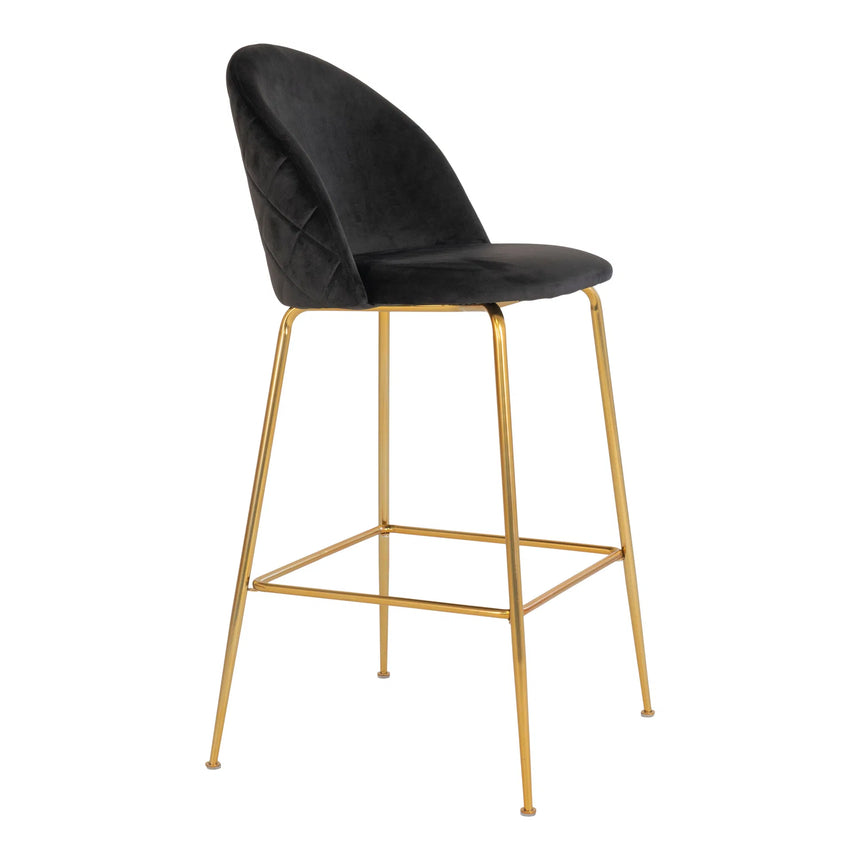 Lausanne velvet bar stool with gold-colored legs