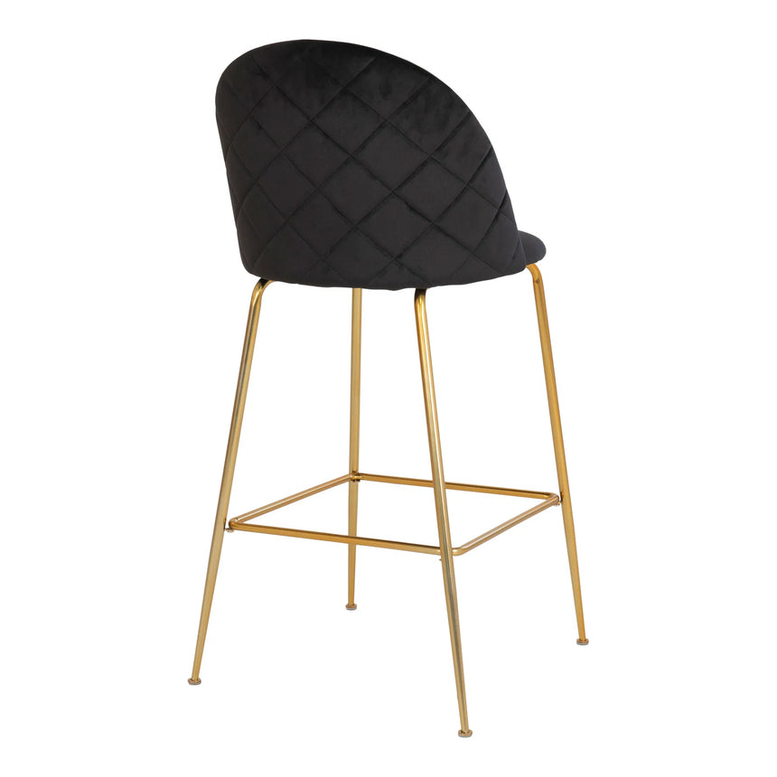 Lausanne velvet bar stool with gold-colored legs