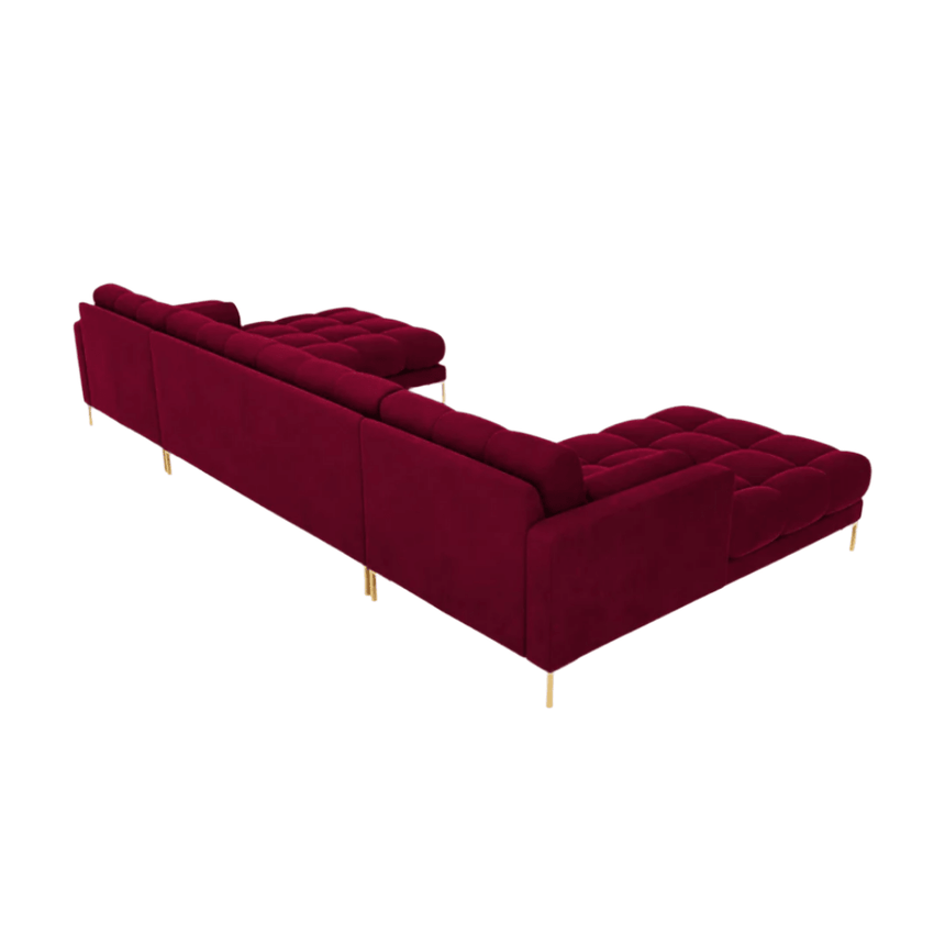 Mamaia U alakú bársony kanapé arany lábbal