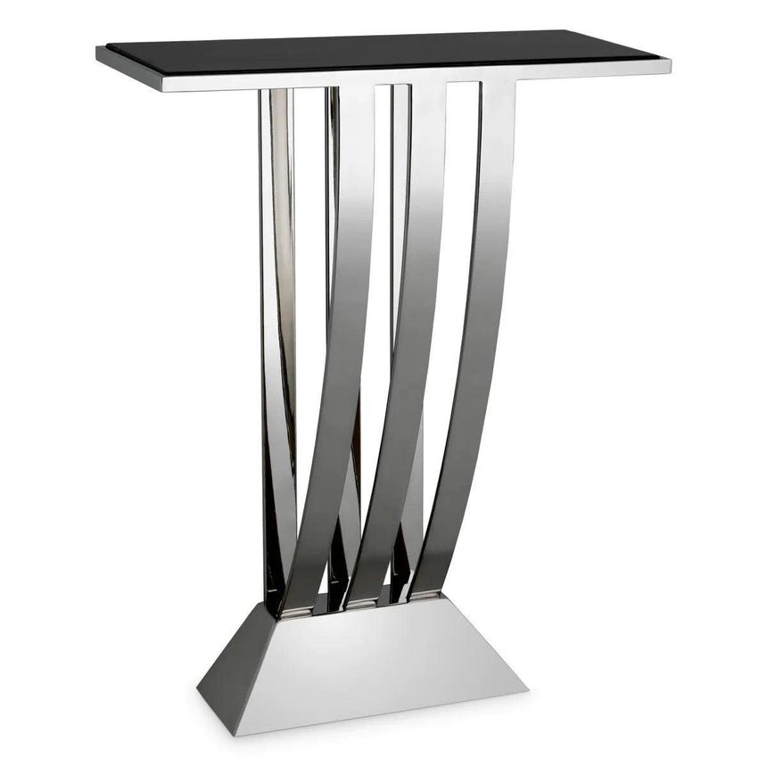 Beau Deco marble console table with silver frame