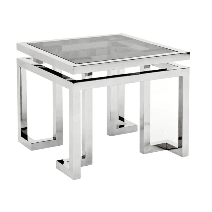Palmer glass side table with silver frame
