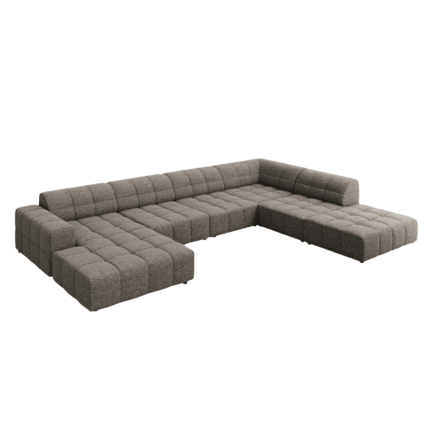 Jennifer U-shaped chenille sofa with right corner unit