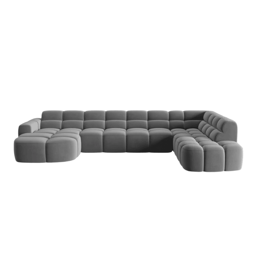 Lisa U-shaped velvet sofa with right corner unit