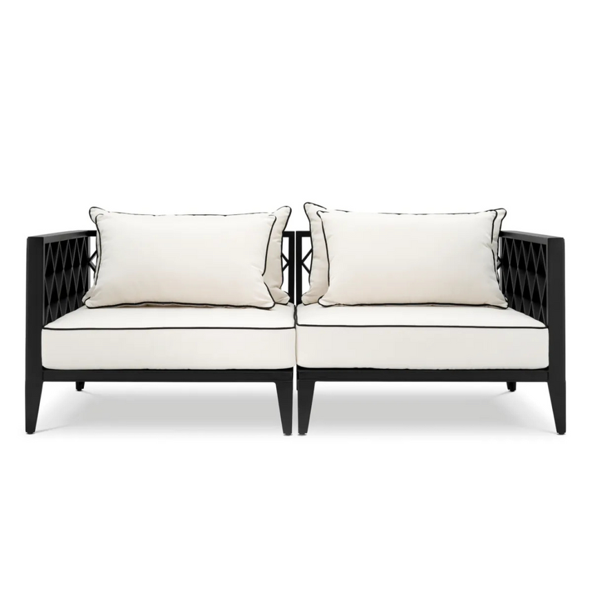 Ocean Club 2 személyes szövet kerti kanapé fekete lábbal