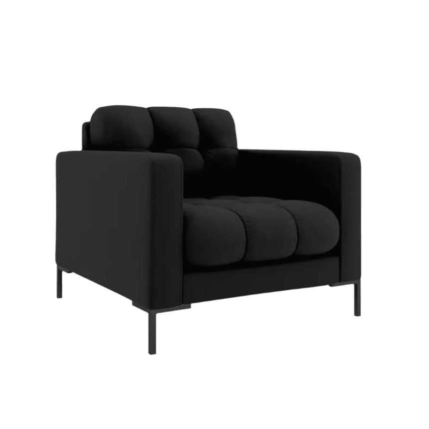 Mamaia fabric armchair with black legs