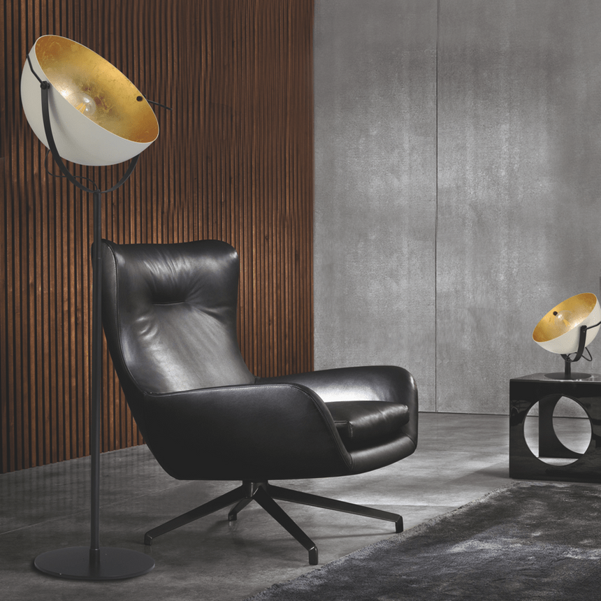 Larino metal floor lamp with gold interior 180