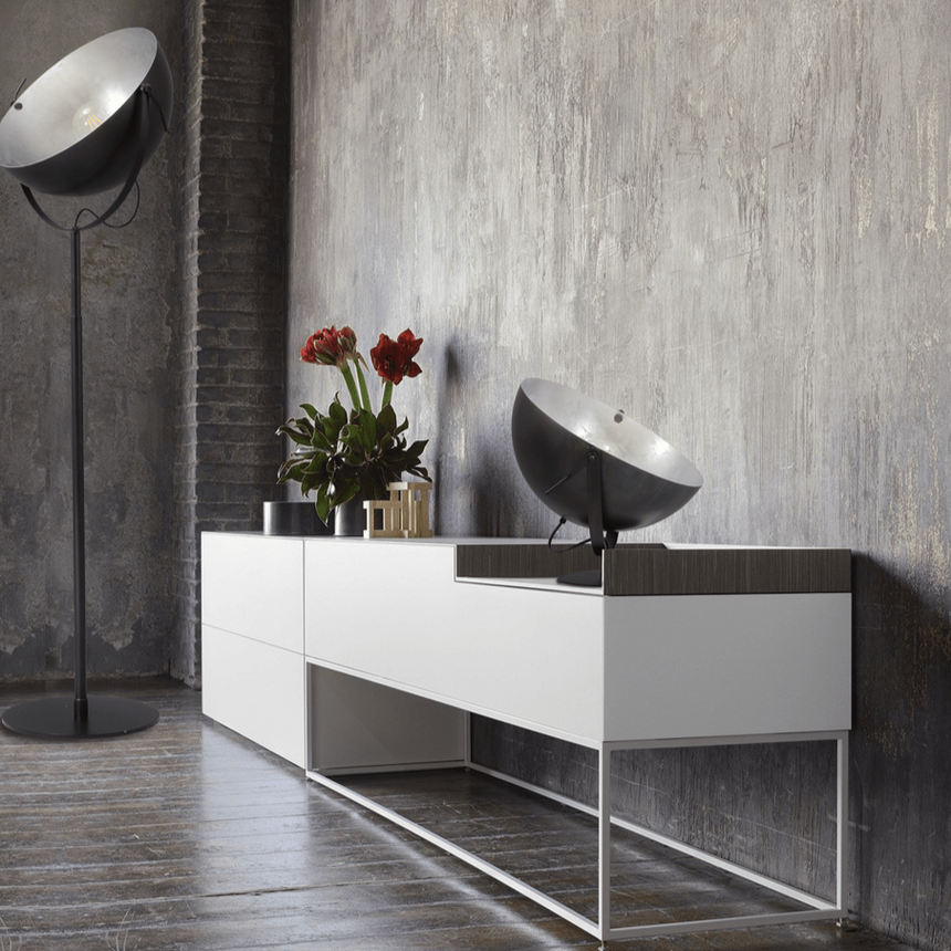 Larino metal floor lamp with silver interior 180