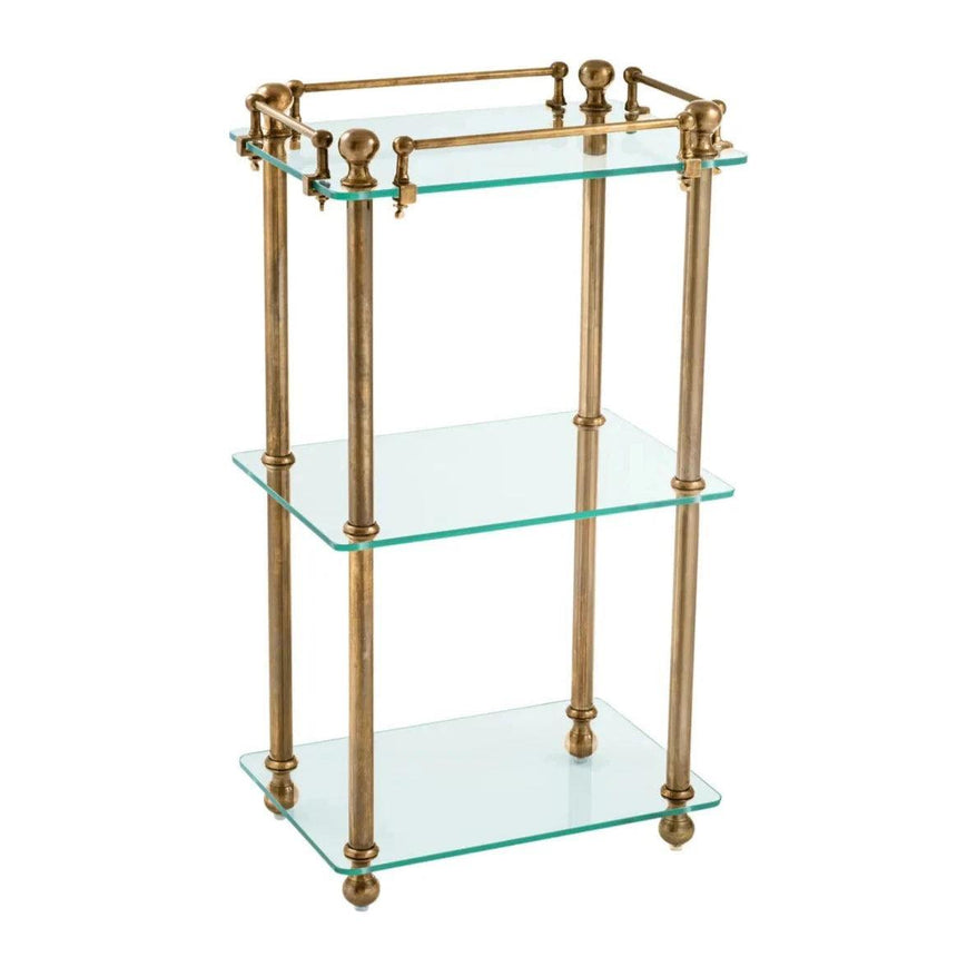Devon glass side table with brass legs