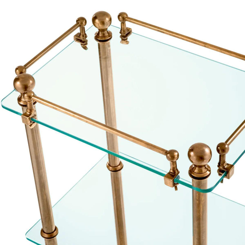 Devon glass side table with brass legs