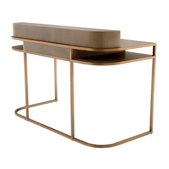 Highland  fa íróasztal sárgaréz kerettel