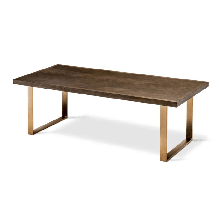 Melchior wooden dining table with brass legs 230x100