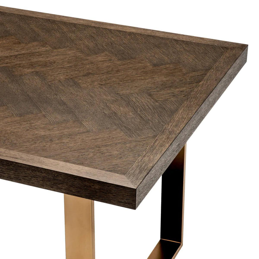 Melchior wooden dining table with brass legs 230x100