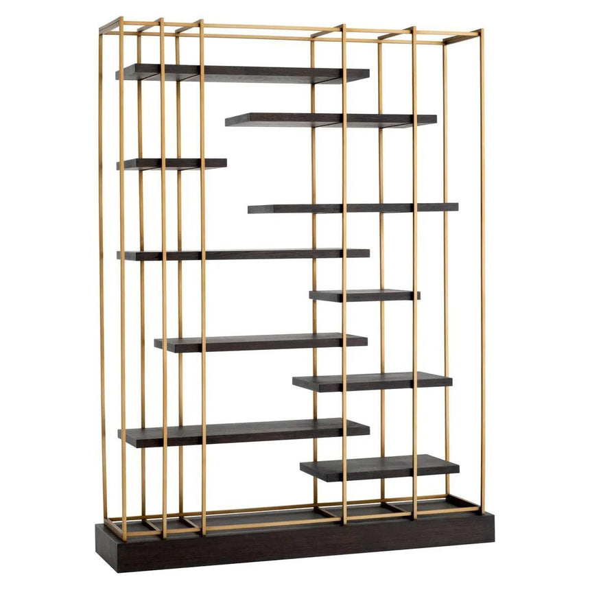 Ward wooden shelf with brass frame