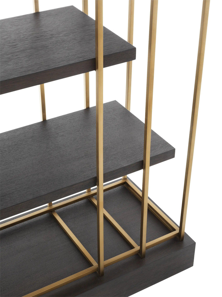 Ward wooden shelf with brass frame