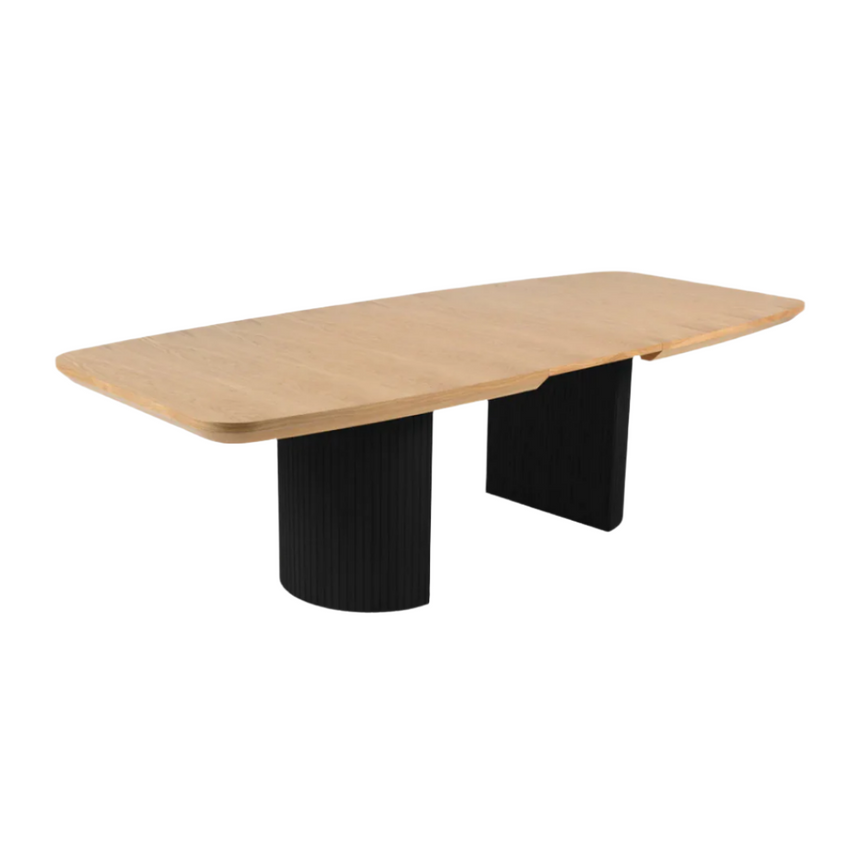 Mana extendable wooden dining table with black legs