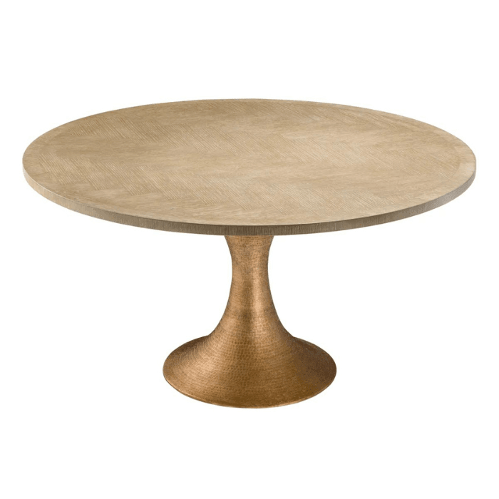 Melchior wooden dining table with brass legs Ø140