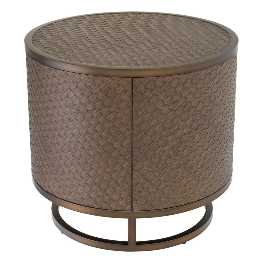 Napa Valley wooden side table with bronze legs