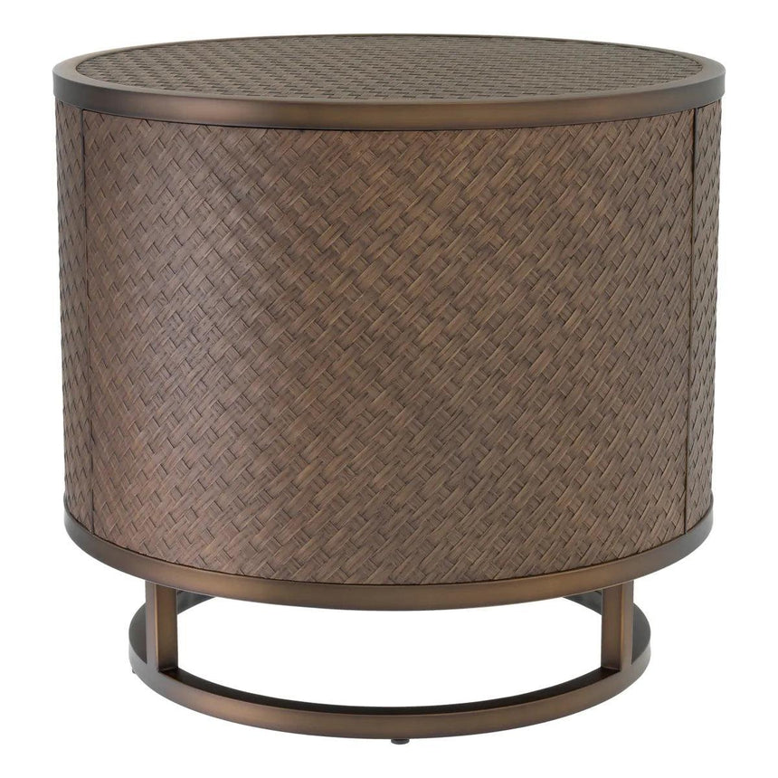 Napa Valley wooden side table with bronze legs