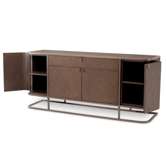Napa Valley wood cabinet with bronze legs