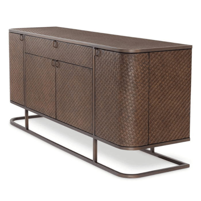 Napa Valley wood cabinet with bronze legs