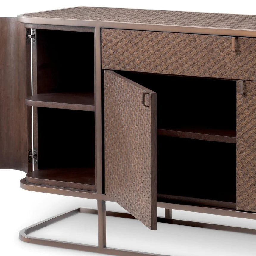 Napa Valley wood cabinet with bronze legs