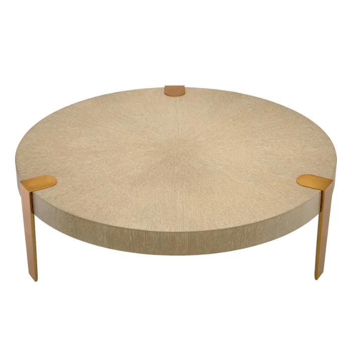 Oxnard wooden coffee table with brass legs