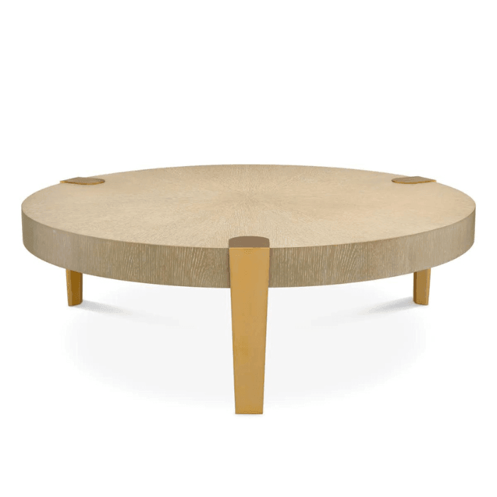Oxnard wooden coffee table with brass legs