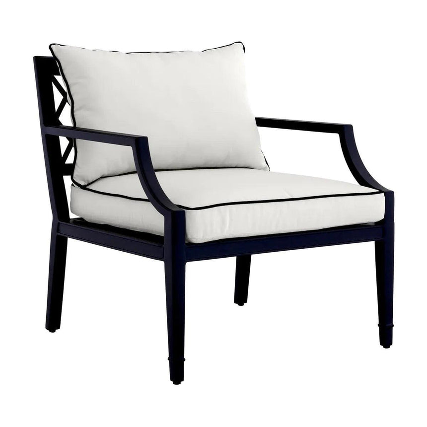 Bella Vista fabric garden chair with armrests and black legs