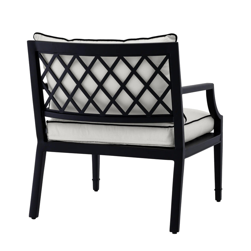 Bella Vista fabric garden chair with armrests and black legs