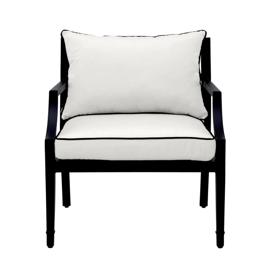 Bella Vista fabric garden chair with armrests and black legs