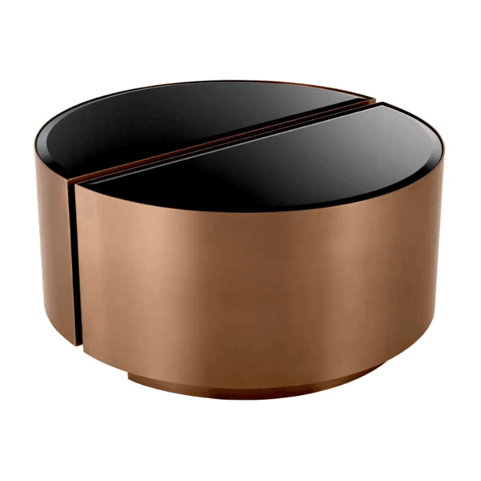 Astra mirror glass side table set with copper frame