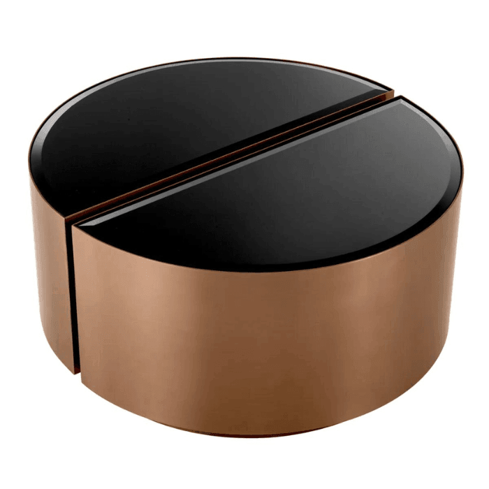 Astra mirror glass side table set with copper frame