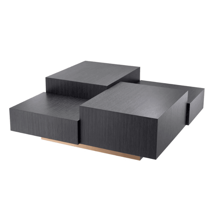 Nerone wooden coffee table with brass legs