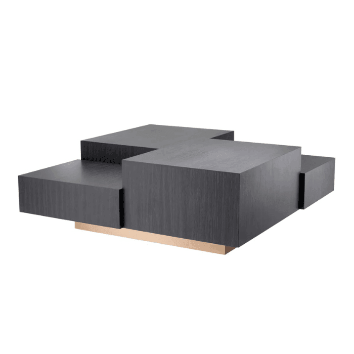 Nerone wooden coffee table with brass legs