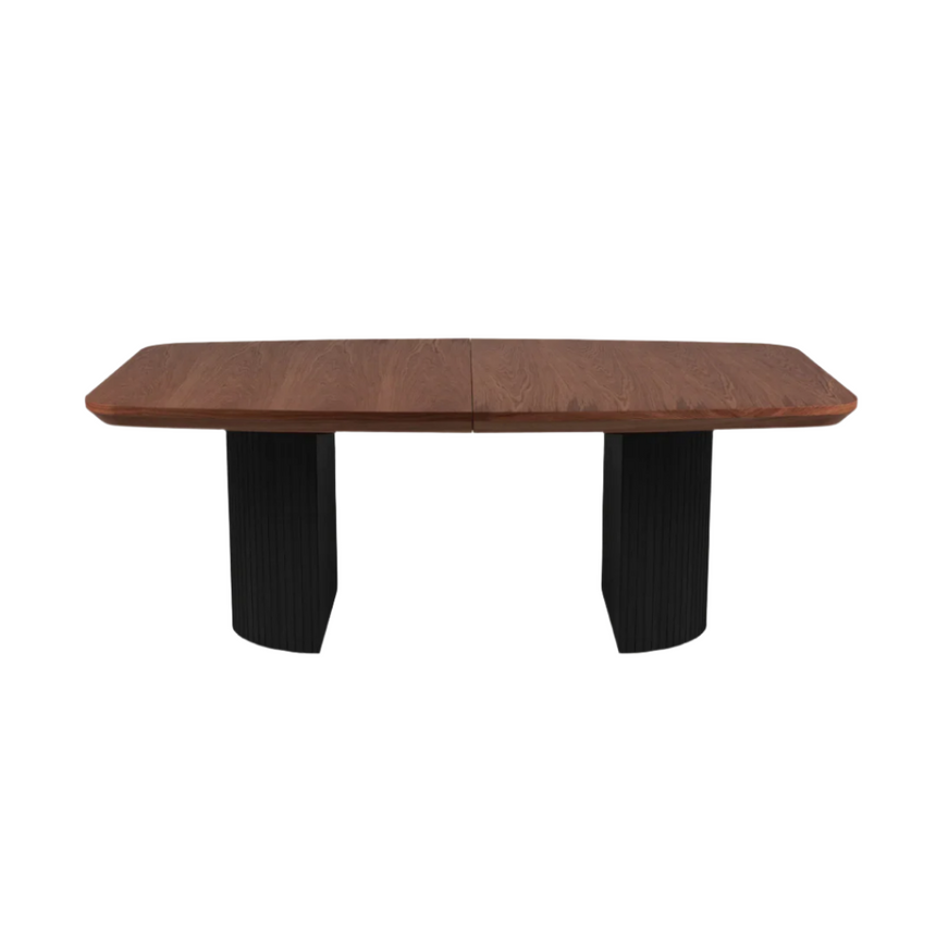 Mana extendable wooden dining table with black legs
