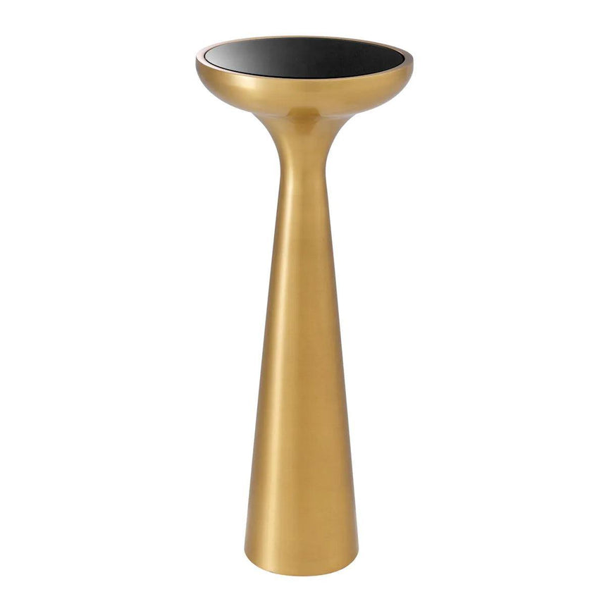 Lindos glass side table with brass frame Ø29
