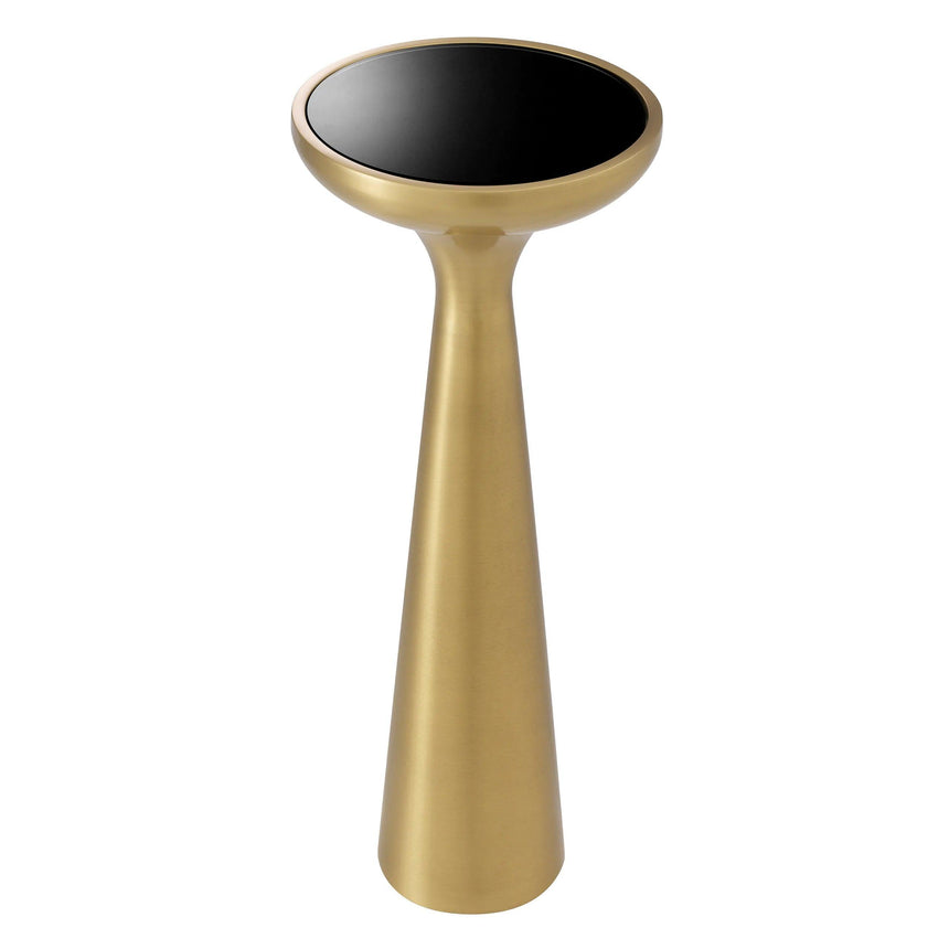 Lindos glass side table with brass frame Ø29